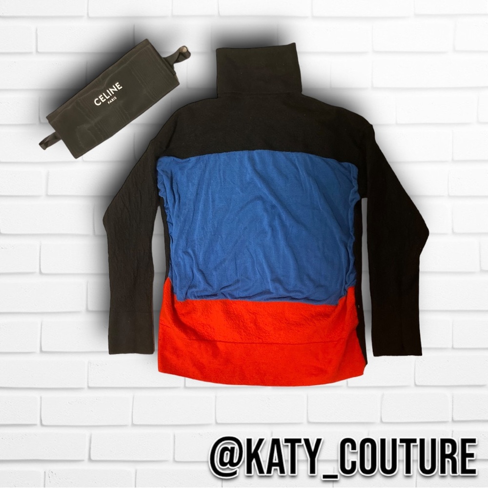 COPY - CELINE BY PHOEBE PHILO COLOR BLOCK TURTLENECK SWEATER, WOMENS L.